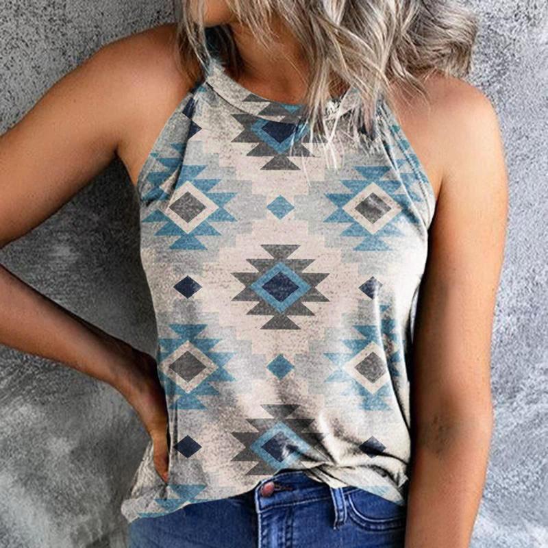 Women' Tanks Vintage Geometric Printed Halter Neck Sleeveless Vest Top Fashion Streewear Pullover Tshirt Femme Tops Type Clothing Length, Gray
Women' Tanks Vintage Geometric Printed Halter Neck Sleeveless Vest Top Fashion Streewear Pullover Tshirt Femme Tops Type Clothing Length, Gray