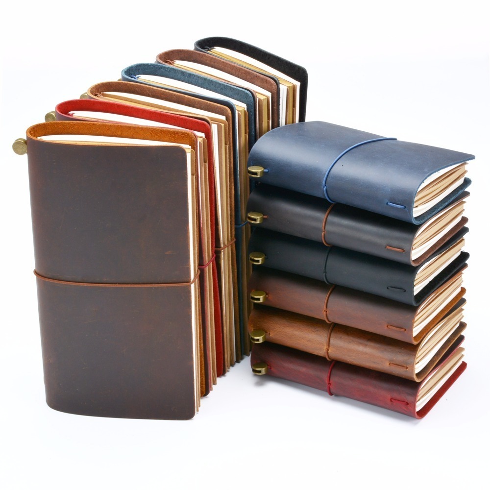 Notepads Moterm 100% Genuine Leather Notebook Handmade Vintage Cowhide Diary Journal Sketchbook Planner TN Travel Notebook Cover 230203