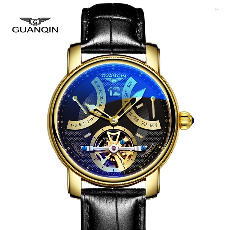 Wristwatches GUANQIN Men's Tourbillon Automatic Waterproof Gold Mechanical Self-winding Watch Luminous Stainless Steel, Silver
Wristwatches GUANQIN Men's Tourbillon Automatic Waterproof Gold Mechanical Self-winding Watch Luminous Stainless Steel, Silver