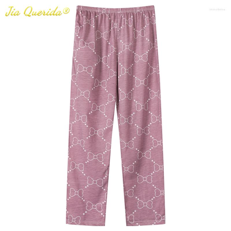 

Women's Sleepwear Fashion Lounge Wear Pants Pink Bows Printing Women's Sleep Bottom Cotton Homewear Cute Pajama Long 2023 Drop, As shown