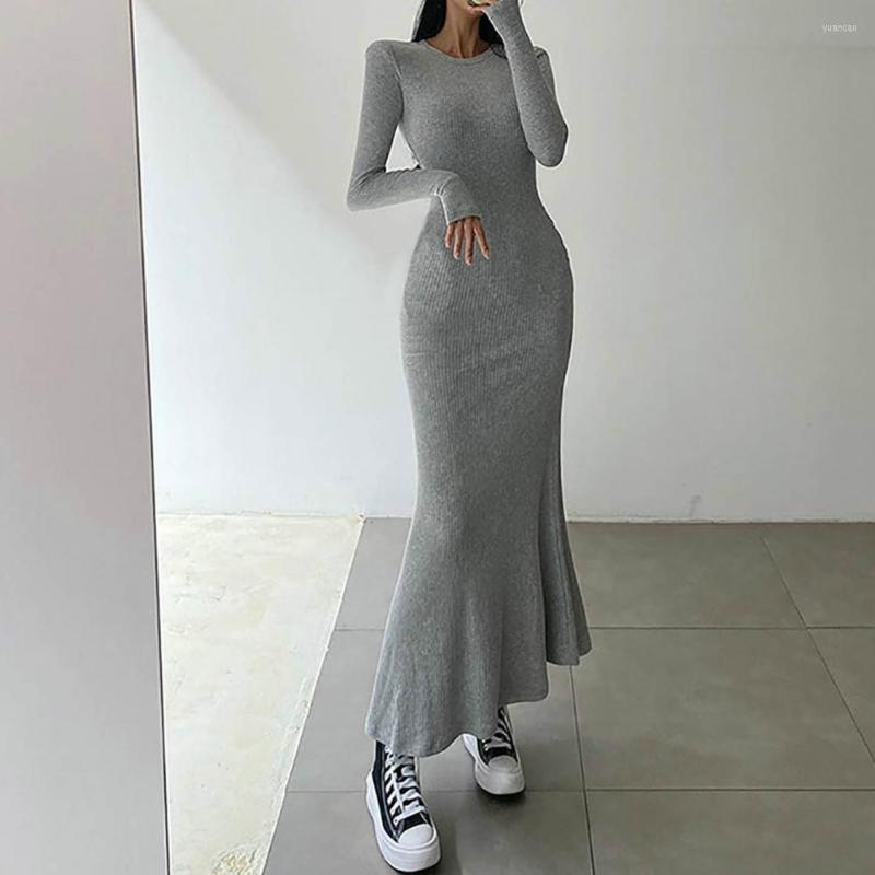 Casual Dresses Solid Color Bodycon Maxi Dress Hip Wrap Fishtail Hem Knitting O-Neck Long Sleeves Fall Women' Clothing, Grey
Casual Dresses Solid Color Bodycon Maxi Dress Hip Wrap Fishtail Hem Knitting O-Neck Long Sleeves Fall Women' Clothing, Grey