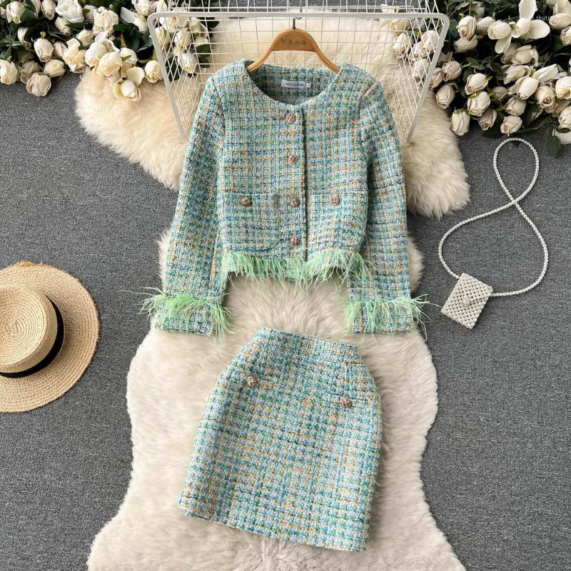 Work Dresses Autumn Winter Women Skirt Suits High Quality Vintage Plaid Tassel Tweed Short Jacket And Mini Two Piece Set, Picture color
Work Dresses Autumn Winter Women Skirt Suits High Quality Vintage Plaid Tassel Tweed Short Jacket And Mini Two Piece Set, Picture color