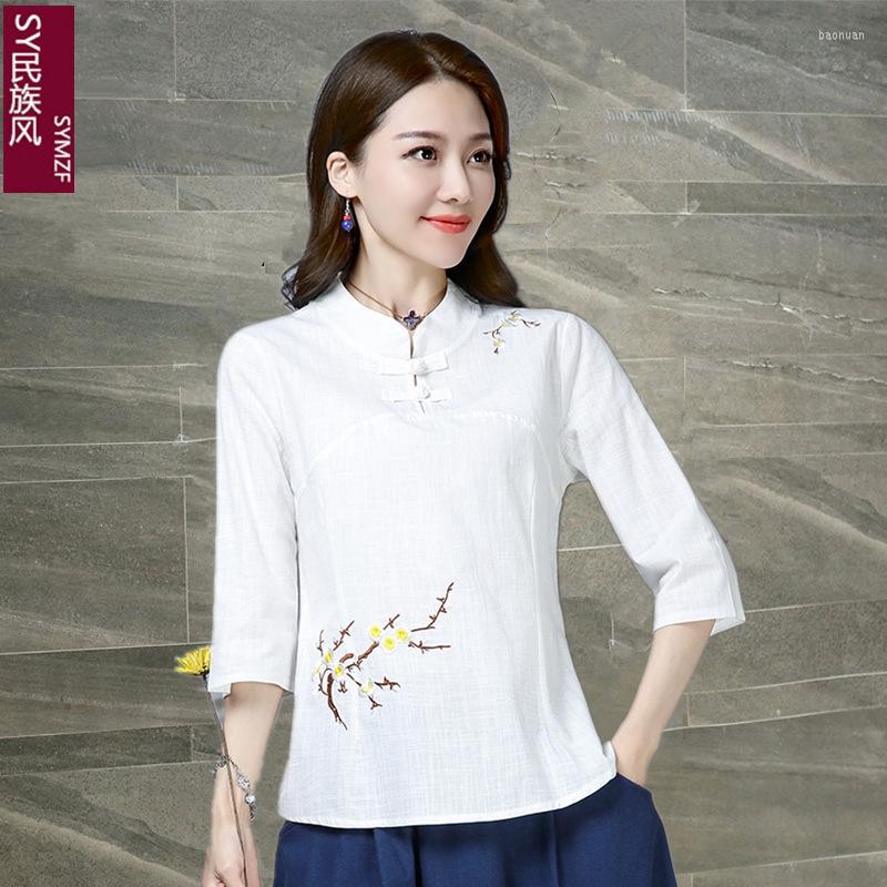 Ethnic Clothing Style Cotton Linen Top Women's Loose Autumn T-shirt Literary Chinese Embroidered Seven-quarter Sleeve Shirt
Ethnic Clothing Style Cotton Linen Top Women's Loose Autumn T-shirt Literary Chinese Embroidered Seven-quarter Sleeve Shirt