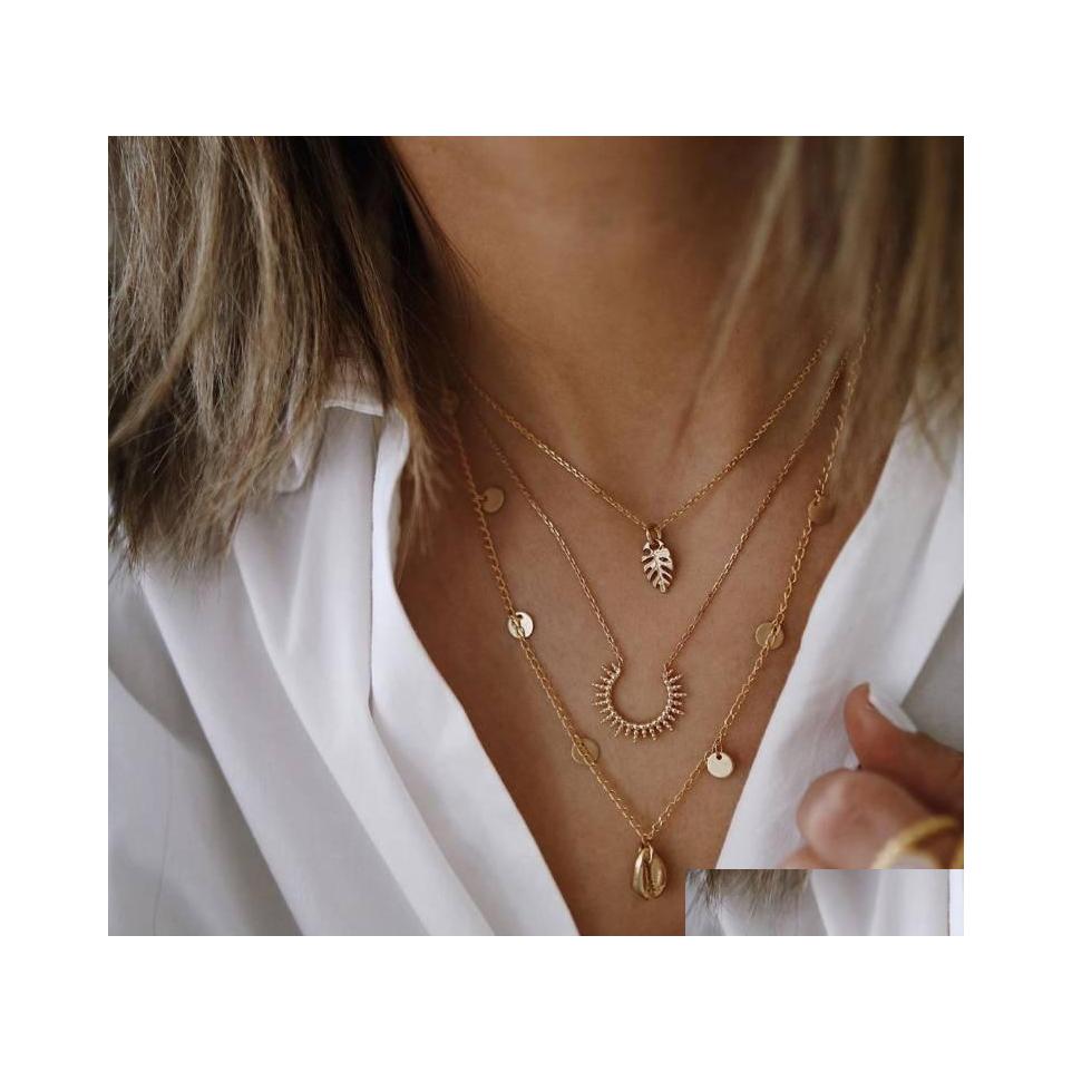 Pendant Necklaces Europe Fashion Jewelry Womens Necklace Shell Sequined Leaf Layered Drop Delivery Pendants Dh3Bn
Pendant Necklaces Europe Fashion Jewelry Womens Necklace Shell Sequined Leaf Layered Drop Delivery Pendants Dh3Bn