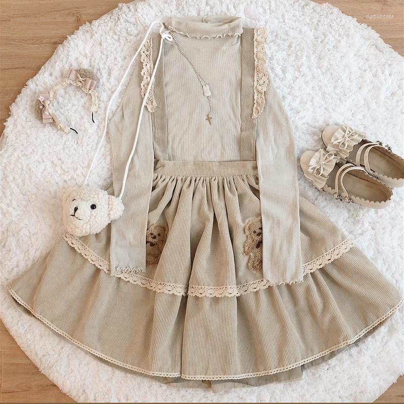 Skirts Japanese Kawaii Bear Corduroy Lolita For Women Soft Girl JK Uniform Fluffy Strap Skirt Retro Lace Cute A-Line Loose, Black
Skirts Japanese Kawaii Bear Corduroy Lolita For Women Soft Girl JK Uniform Fluffy Strap Skirt Retro Lace Cute A-Line Loose, Black