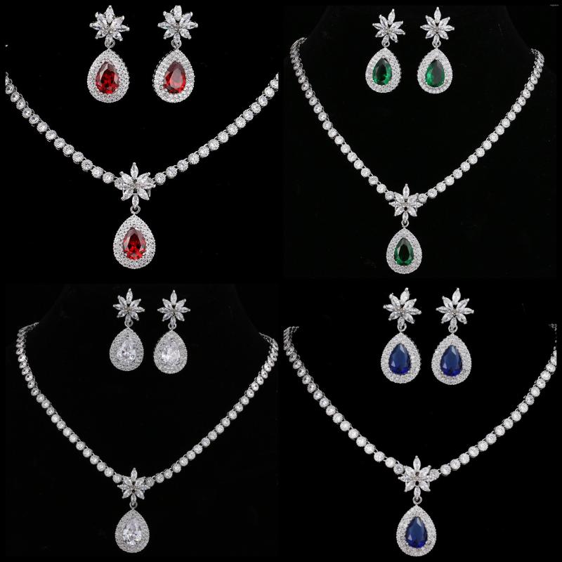 Necklace Earrings Set AMC Luxury Crystal Flower Pendant And Earring Cubic Zircon Bridal Wedding Red/Green Jewelry For Women Gift, Picture shown
Necklace Earrings Set AMC Luxury Crystal Flower Pendant And Earring Cubic Zircon Bridal Wedding Red/Green Jewelry For Women Gift, Picture shown