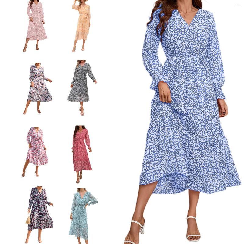 Casual Dresses 2023 Spring Summer Women Boho Midi Dress With Belt Long Sleeve V Neck Flower/Leopard Print Elegant Party For Daily Holiday, Yellow leopard print
Casual Dresses 2023 Spring Summer Women Boho Midi Dress With Belt Long Sleeve V Neck Flower/Leopard Print Elegant Party For Daily Holiday, Yellow leopard print