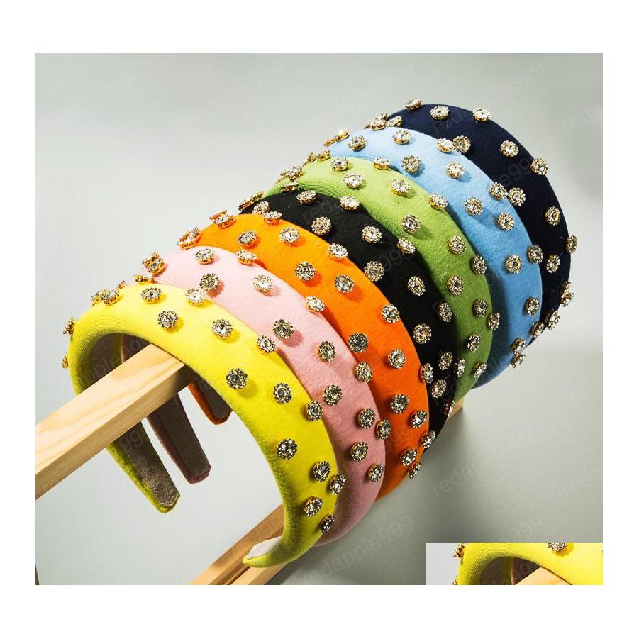 Headbands Elegant Sparkly Rhinestone Padded Headband High Quality Candy Color Fabric Sponge Hairband Girls Headwear Headpieces Drop Dhyqf
Headbands Elegant Sparkly Rhinestone Padded Headband High Quality Candy Color Fabric Sponge Hairband Girls Headwear Headpieces Drop Dhyqf