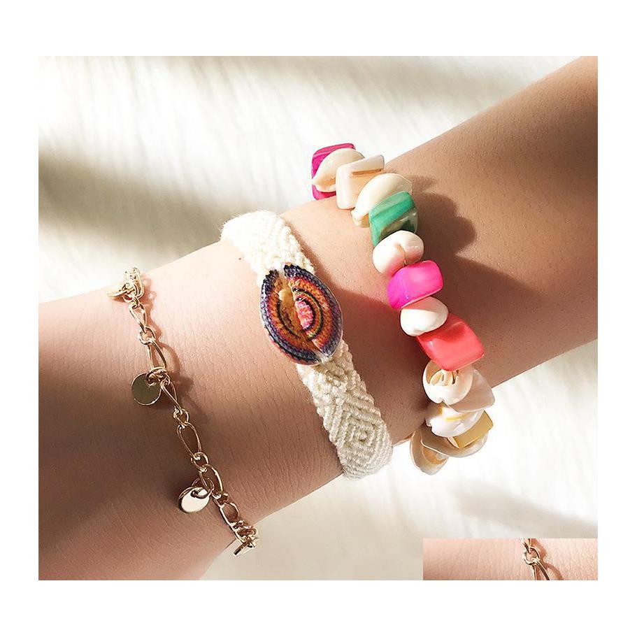 Charm Bracelets Design Europe America Style Personality Fashion Creative Shell Color Stone Handwoven Bracelet 3 Piece Set Jewelry Dr Dhuce
Charm Bracelets Design Europe America Style Personality Fashion Creative Shell Color Stone Handwoven Bracelet 3 Piece Set Jewelry Dr Dhuce