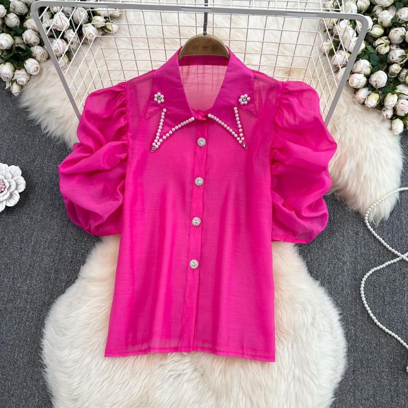 Women's Blouses Spring Summer Women Turn-down Collar Puff Sleeve Loose Blouse High Quality Beading Sweet Chic Shirt, Green
Women's Blouses Spring Summer Women Turn-down Collar Puff Sleeve Loose Blouse High Quality Beading Sweet Chic Shirt, Green