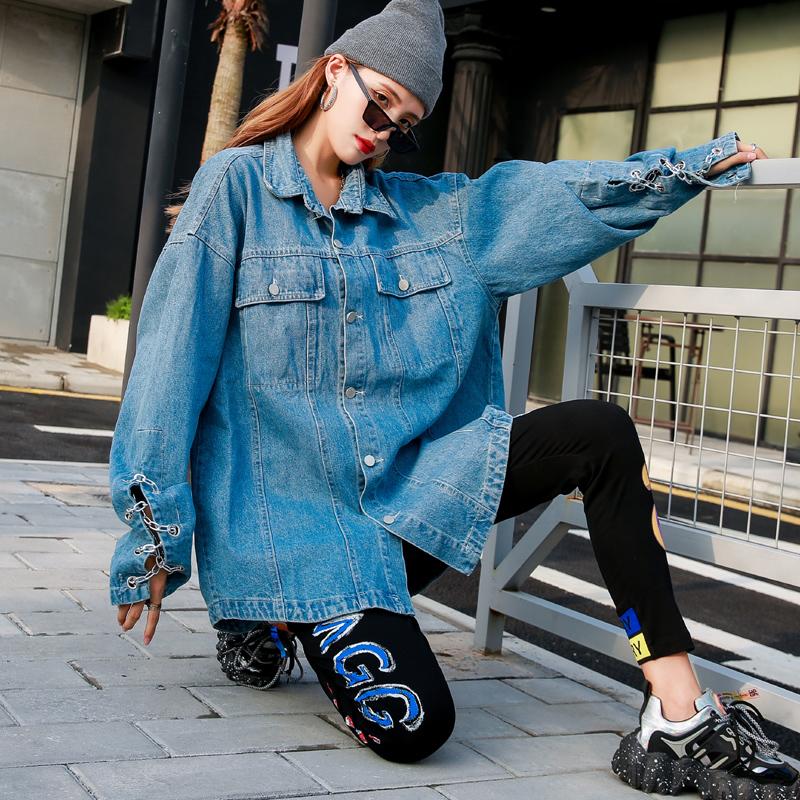 Women's Jackets Autumn Style Large Size Personalized Chain Long-sleeved Denim Jacket Women Loose Casual Fashion All-match Mid-length, Blue
Women's Jackets Autumn Style Large Size Personalized Chain Long-sleeved Denim Jacket Women Loose Casual Fashion All-match Mid-length, Blue