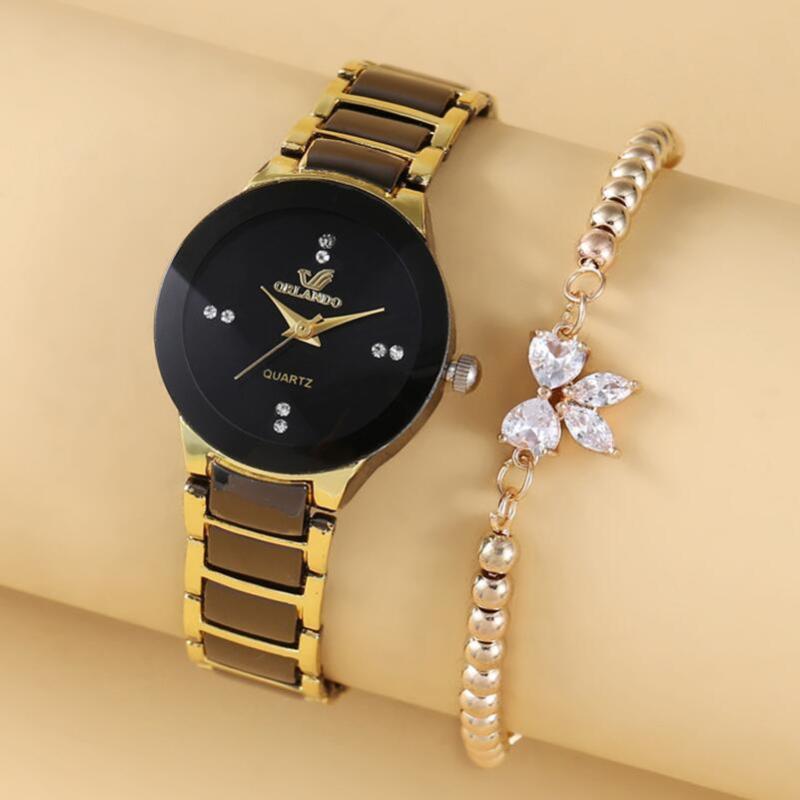 Wristwatches Sell Like Cakes Stainless Steel Women Quartz Watches And Bracelet Set Gold Black Wrist Watch Relojes SaatWristwatches Wristwatc
Wristwatches Sell Like Cakes Stainless Steel Women Quartz Watches And Bracelet Set Gold Black Wrist Watch Relojes SaatWristwatches Wristwatc