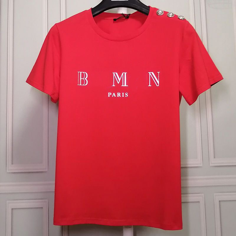 France fashionable dress brands plain t shirt summer bronzing letter Graphic Pure cotton Round neck couple metal button man womans Clothing Short sleeve tees tops, B a l m a i n
France fashionable dress brands plain t shirt summer bronzing letter Graphic Pure cotton Round neck couple metal button man womans Clothing Short sleeve tees tops, B a l m a i n