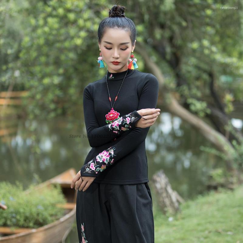 Ethnic Clothing 2023 Style Women Blouse Wild National Flower Embroidery T-shirt Chinese Harajuku High Collar Hanfu Vintage Base Shirt
Ethnic Clothing 2023 Style Women Blouse Wild National Flower Embroidery T-shirt Chinese Harajuku High Collar Hanfu Vintage Base Shirt