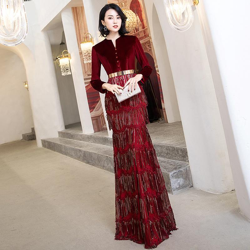 Ethnic Clothing Burgundy Sequins Chinese Sexy Queen Oriental Party Female Cheongsam Stage Show Qipao Dress Elegant Celebrity Banquet Dresses
Ethnic Clothing Burgundy Sequins Chinese Sexy Queen Oriental Party Female Cheongsam Stage Show Qipao Dress Elegant Celebrity Banquet Dresses