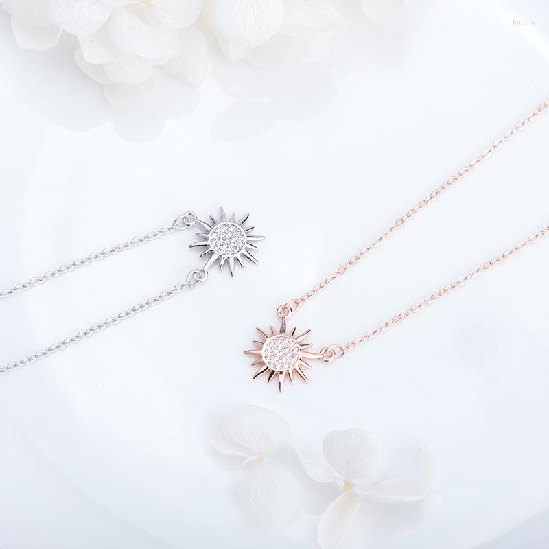 Chains S Silver Color Jewelry Small Fresh Sun Micro Inlaid Clavicle Necklace