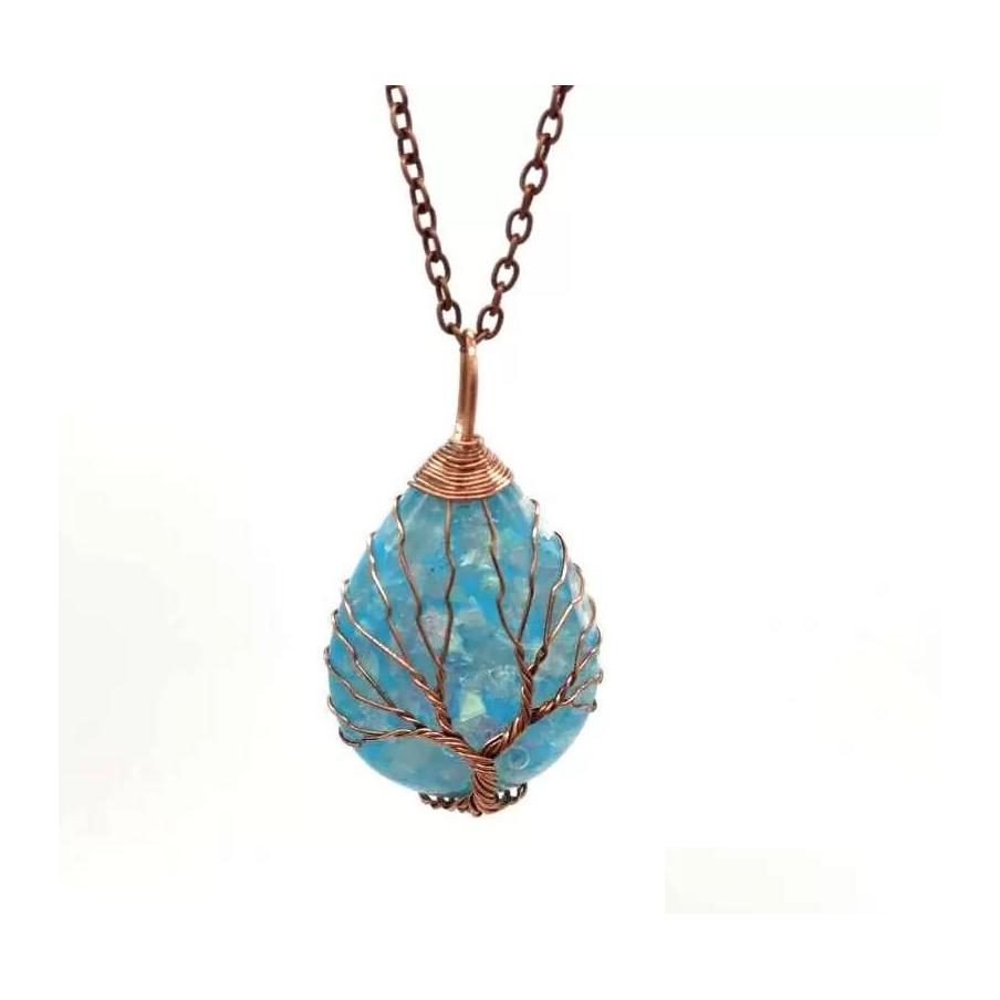 Pendant Necklaces Resin Pendants Handmade Rose Gold Color Tree Of Life Wrapped Drop Shaped Crystal Necklace Delivery Jewelry Otg5F
Pendant Necklaces Resin Pendants Handmade Rose Gold Color Tree Of Life Wrapped Drop Shaped Crystal Necklace Delivery Jewelry Otg5F