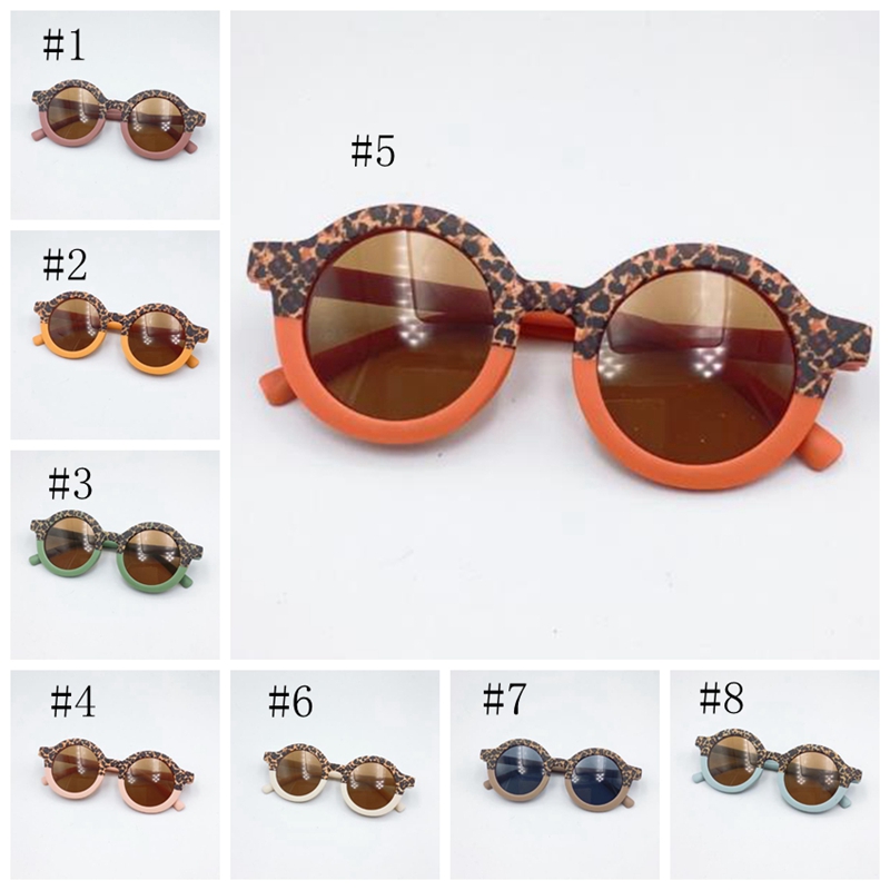 Round Sunglasses Leopard Girls Sun Glasses UV400 Protection Children Eyeglasses Boys Beach Eyewear Summer Kids Accessories 5 Colors Wholesale DW6831 Z