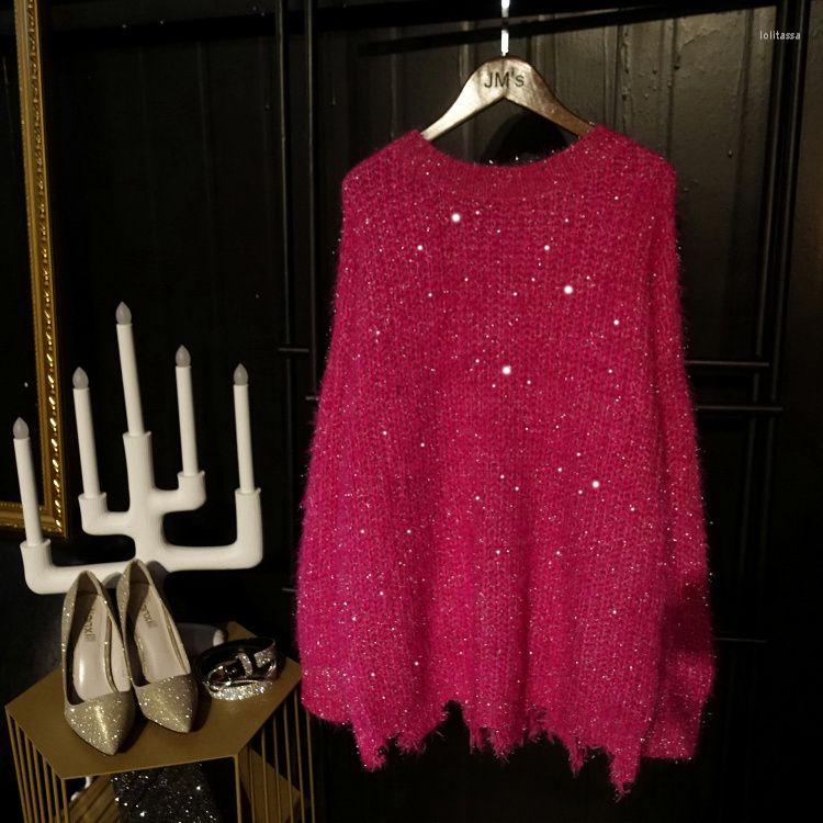 Women's Sweaters 2023 Autumn Winter Sparkling Bright Silk Women Lazy Loose Hole O-neck Pullovers Top Long Sleeve Rose Knit Jumpers, Light blue
Women's Sweaters 2023 Autumn Winter Sparkling Bright Silk Women Lazy Loose Hole O-neck Pullovers Top Long Sleeve Rose Knit Jumpers, Light blue