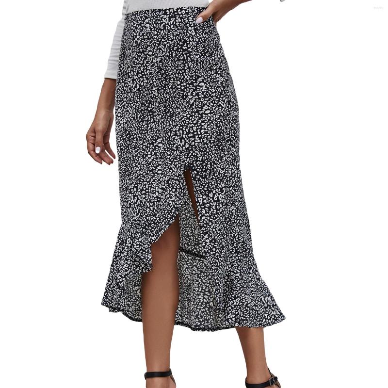 Skirts Women Print Ruffle Split Hem Irregular Summer Female Fashion Casual High Waist Party 2023, Black
Skirts Women Print Ruffle Split Hem Irregular Summer Female Fashion Casual High Waist Party 2023, Black