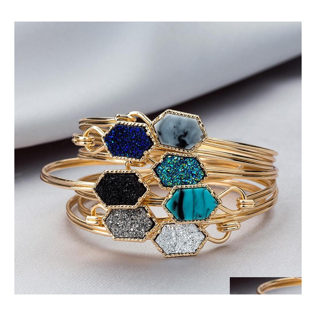 Bangle Women Druzy Stone Wire For Female Designer Natural Charm Gold Sier Bracelets Fashion Girls Jewelry Gift Drop Delivery Ota9G
Bangle Women Druzy Stone Wire For Female Designer Natural Charm Gold Sier Bracelets Fashion Girls Jewelry Gift Drop Delivery Ota9G