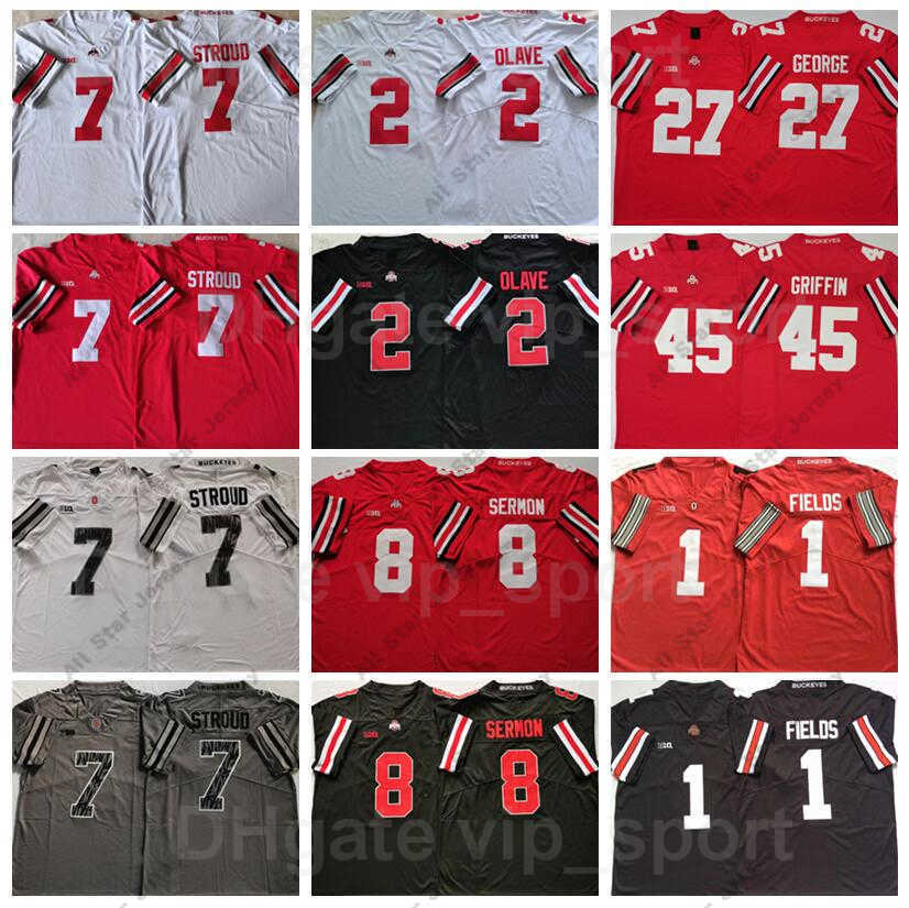 American College Football Wear American College Football Wear College Ohio State Buckeyes Football 2 Chris Olave 7 CJ Stroud Jersey 8 Trey Sermon 1 Justin Fields 27 Ed