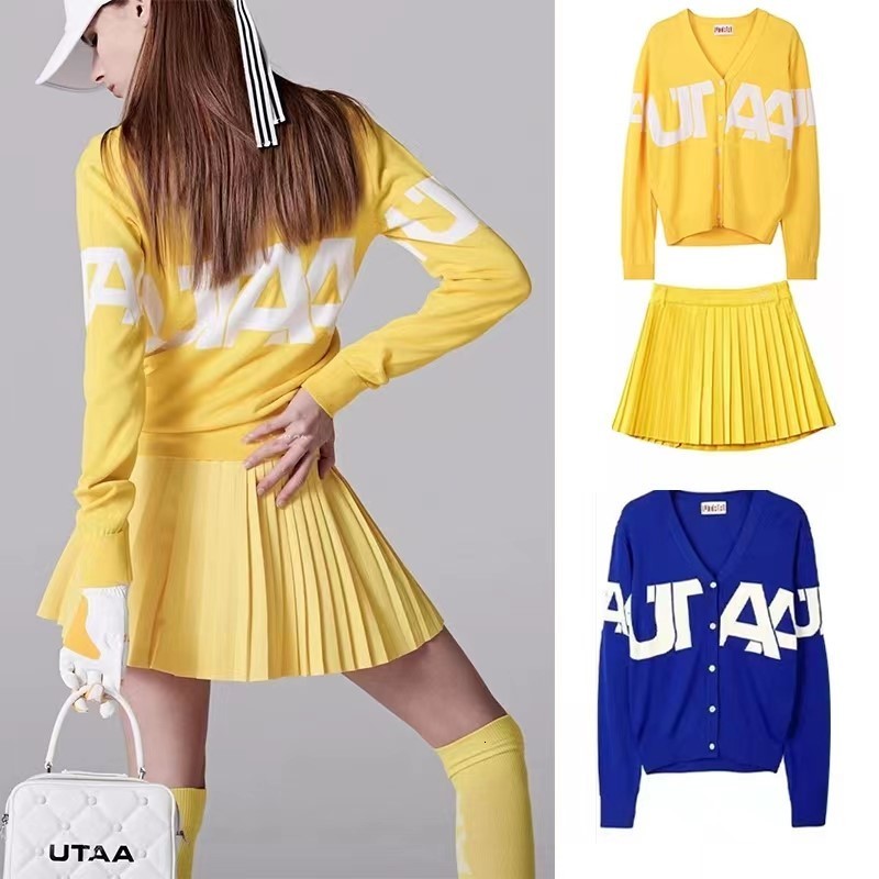 Outdoor TShirts Golf Clothing Womens Suit Autumn Ice Silk Knit Sweater Jacket with Short Skirt 230203, Blue
Outdoor TShirts Golf Clothing Womens Suit Autumn Ice Silk Knit Sweater Jacket with Short Skirt 230203, Blue