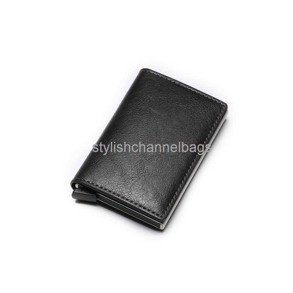 Wallets Antitheft Men Vintage Credit Card Holder Blocking Rfid Wallet Leather fashion Security Information Metal Purse Holde wallet card 0204/23