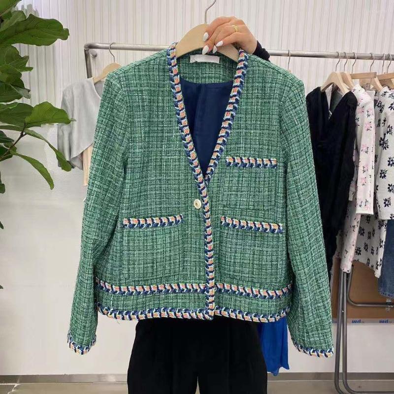 Women' Jackets Suit Coat Women' 2023 Autumn Korean Slim Temperament Single Breasted V-neck Tweed Short Coats Women Clothes Femme, Green
Women' Jackets Suit Coat Women' 2023 Autumn Korean Slim Temperament Single Breasted V-neck Tweed Short Coats Women Clothes Femme, Green