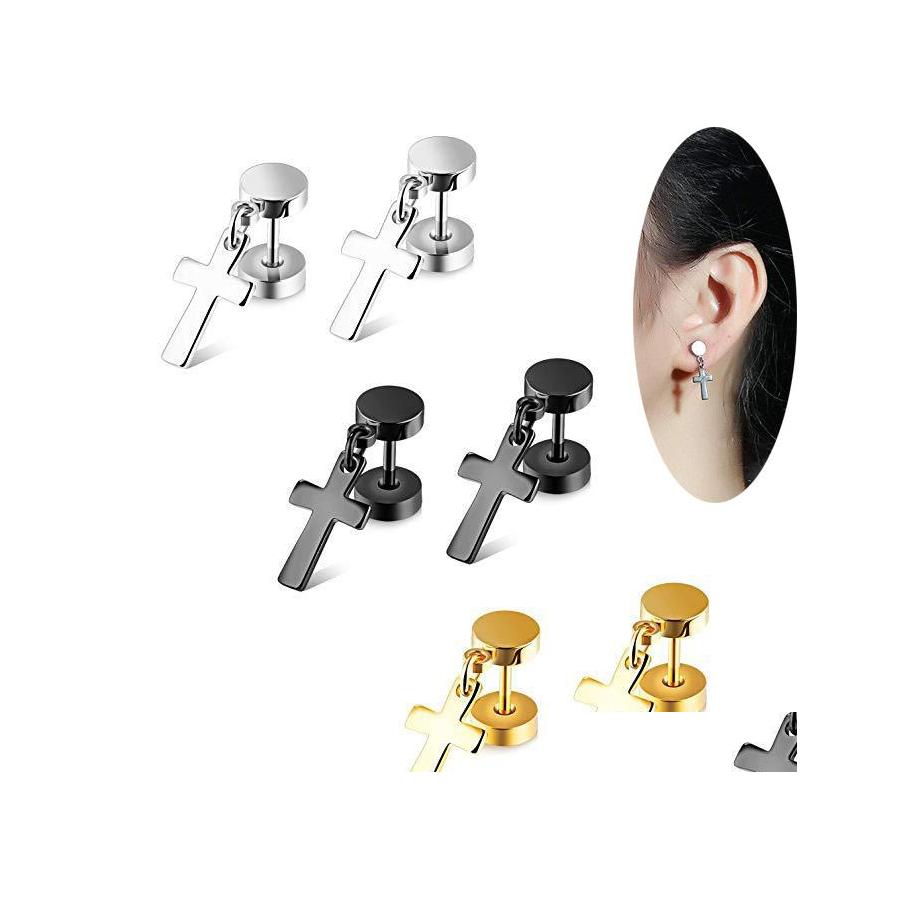 Dangle Chandelier Titanium Steel Dumbbell Cross Design Stud Earrings For Men Women Punk Crucifix Double Sided Screwback Hypoallerg Otg4S
Dangle Chandelier Titanium Steel Dumbbell Cross Design Stud Earrings For Men Women Punk Crucifix Double Sided Screwback Hypoallerg Otg4S