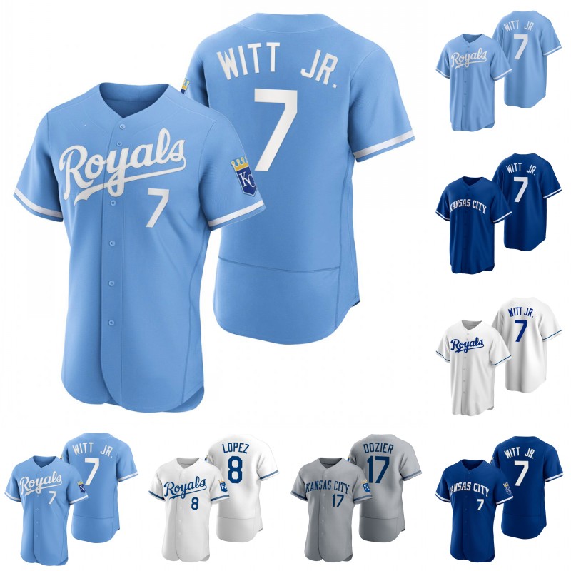 Kansas City Bobby Witt Jr. Royal Jersey Salvador Perez Nicky Lopez Michael Taylor Luke Weaver MJ Melendez Hunter Dozier Diego Hernandez Nate Eaton Drew Waters Jersey, Mens cool base blue