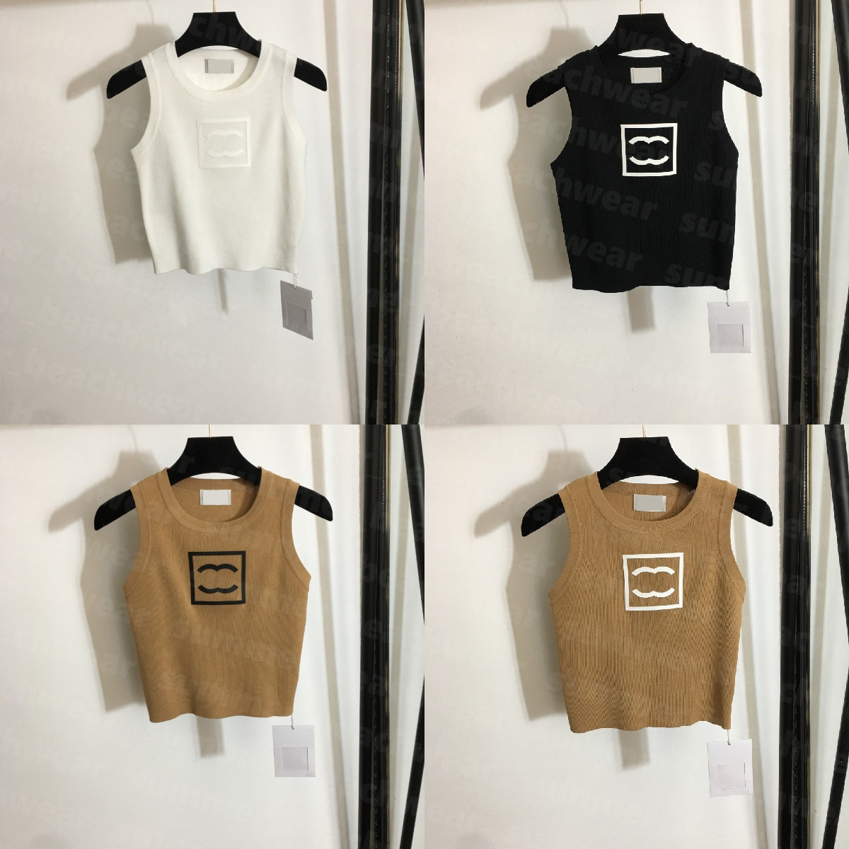 Women Knits Tank Top Crew Neck Vest Tops Spring Summer Crop Top Designer Print T Shirt, Khaki+white
Women Knits Tank Top Crew Neck Vest Tops Spring Summer Crop Top Designer Print T Shirt, Khaki+white