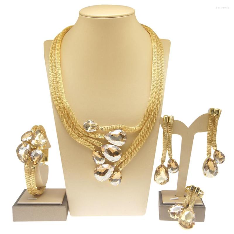Necklace Earrings Set Bridal Jewelry Gold Plated Exquisite Brazilian Luxury Wedding 2023 Fashion Trend Purple Gemstone Pendant, Picture shown
Necklace Earrings Set Bridal Jewelry Gold Plated Exquisite Brazilian Luxury Wedding 2023 Fashion Trend Purple Gemstone Pendant, Picture shown