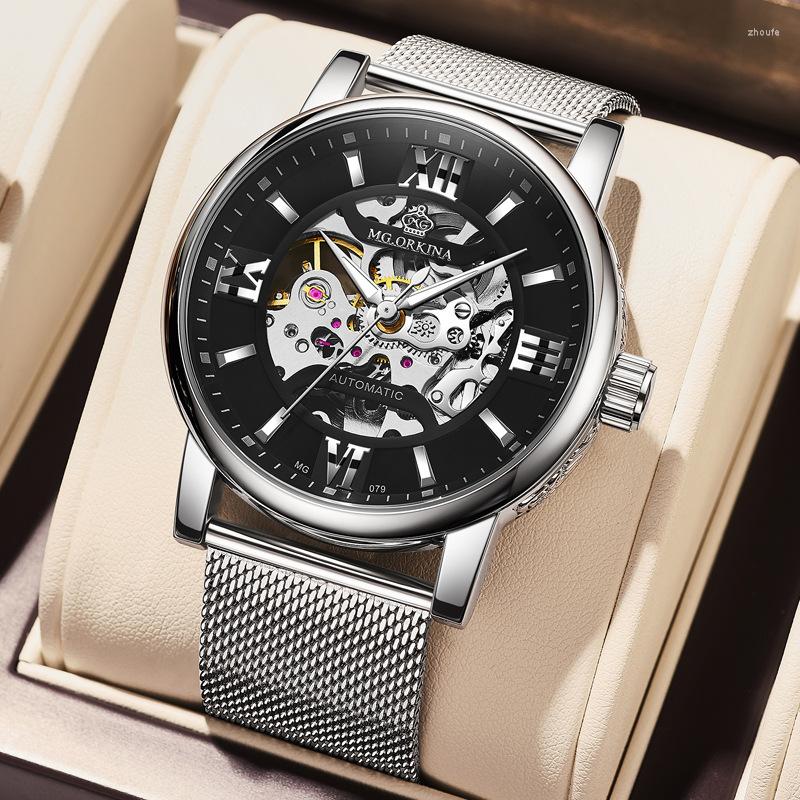 Wristwatches MG.ORKINA Watch Men's Mechanical Watches Full Automatic Waterproof Hollow Out Trend Curved Screen Fashion Man
Wristwatches MG.ORKINA Watch Men's Mechanical Watches Full Automatic Waterproof Hollow Out Trend Curved Screen Fashion Man
