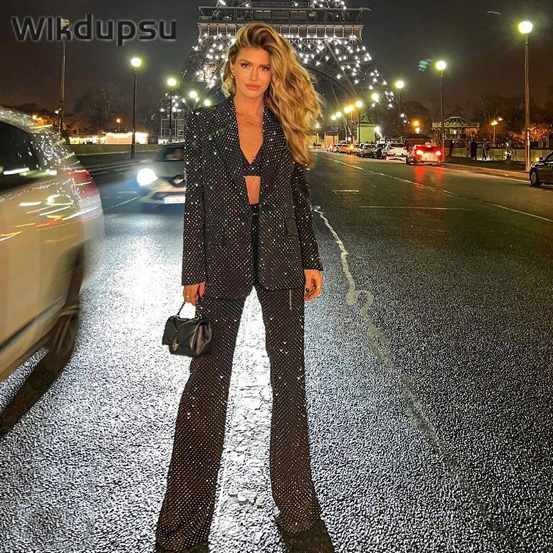 Women' Two Piece Pants Sparkly Shinny Glitter Long Sleeve Blazer Bra Sets Three Piece Elegent Evening Pants Suit Ladies Women Night Club Party Outfits 230203, Black
Women' Two Piece Pants Sparkly Shinny Glitter Long Sleeve Blazer Bra Sets Three Piece Elegent Evening Pants Suit Ladies Women Night Club Party Outfits 230203, Black