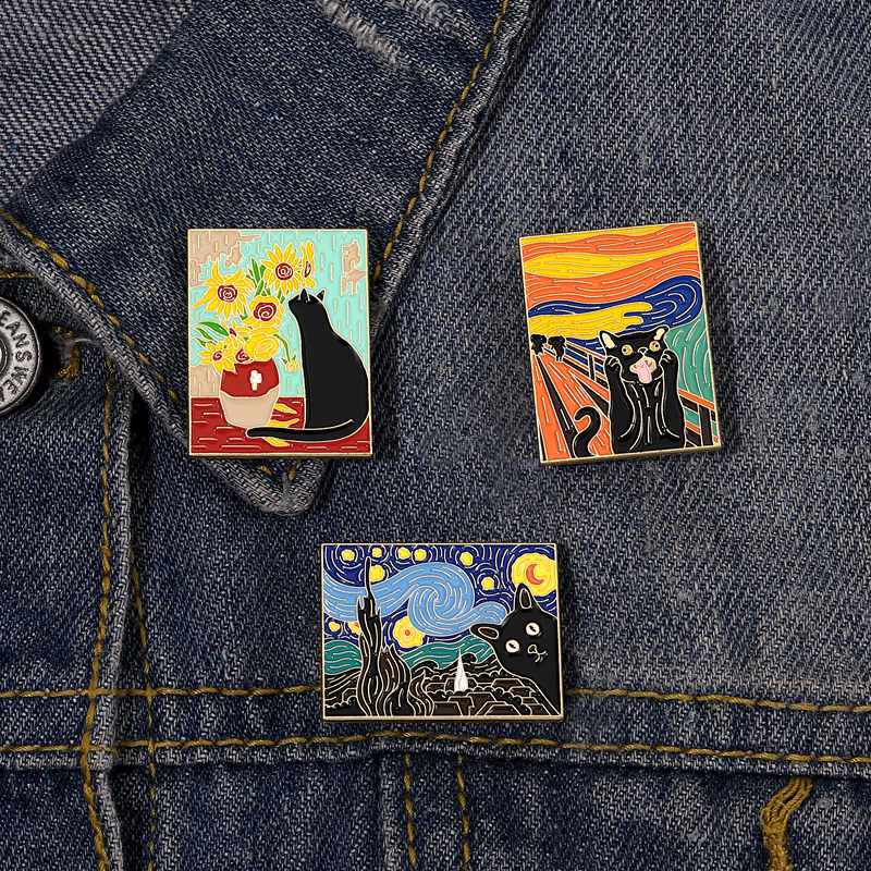 Oil Painting Brooch Black Cat Enamel Pins Starry Sky Flower Lapel Pin Clothes Hat Jewelry Accessories Metal Badge for Friends
Oil Painting Brooch Black Cat Enamel Pins Starry Sky Flower Lapel Pin Clothes Hat Jewelry Accessories Metal Badge for Friends
