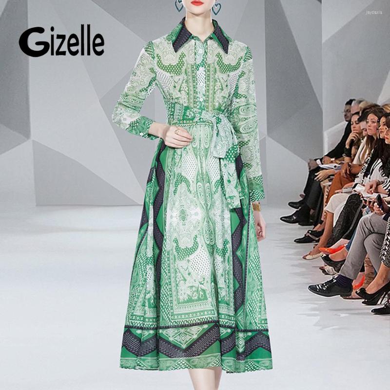 Casual Dresses Gizelle Autumn Runway Fashion Vintage Women' Green Shirt Dress 2023 Sashes Floral Printed Elegant Party Vacation Vestidos
Casual Dresses Gizelle Autumn Runway Fashion Vintage Women' Green Shirt Dress 2023 Sashes Floral Printed Elegant Party Vacation Vestidos