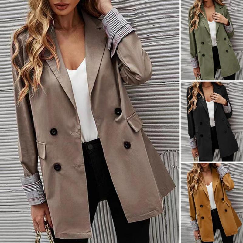 Women' Suits Autumn Women Blazer Lapel Long Sleeves Plaid Patchwork Cuffs Flap Pockets Double-breasted Solid Color Temperament Suit Coat, Black
Women' Suits Autumn Women Blazer Lapel Long Sleeves Plaid Patchwork Cuffs Flap Pockets Double-breasted Solid Color Temperament Suit Coat, Black