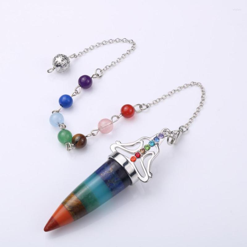 Pendant Necklaces FYJS Unique Silver Plated Bead Chain Healing Chakra Pendulum Rainbow Stone Pyramid With Buddha Jewelry
Pendant Necklaces FYJS Unique Silver Plated Bead Chain Healing Chakra Pendulum Rainbow Stone Pyramid With Buddha Jewelry