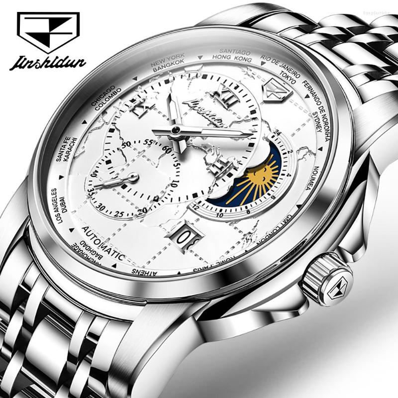 Wristwatches JSDUN Automatic Mechanical Watch For Men 3D Plate Multi-funtion 50M Deep Waterproof Moon Phase Business Wristwatch Reloj Hombre, Silver
Wristwatches JSDUN Automatic Mechanical Watch For Men 3D Plate Multi-funtion 50M Deep Waterproof Moon Phase Business Wristwatch Reloj Hombre, Silver