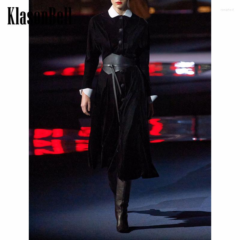 Casual Dresses 11.8 KlasonBell Runway Contrast Color Turn Down Collar Long Sleeve Single Breasted Midi Velvet Dress Women With Belt, Black
Casual Dresses 11.8 KlasonBell Runway Contrast Color Turn Down Collar Long Sleeve Single Breasted Midi Velvet Dress Women With Belt, Black