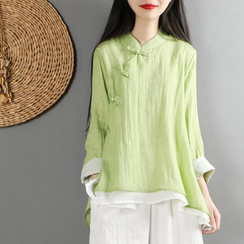Ethnic Clothing Chinese Vintage Women Blouse Traditional Solid Hanfu Tops Spring Elegant Loose Shirt Cotton Linen Zen Long Sleeves
Ethnic Clothing Chinese Vintage Women Blouse Traditional Solid Hanfu Tops Spring Elegant Loose Shirt Cotton Linen Zen Long Sleeves