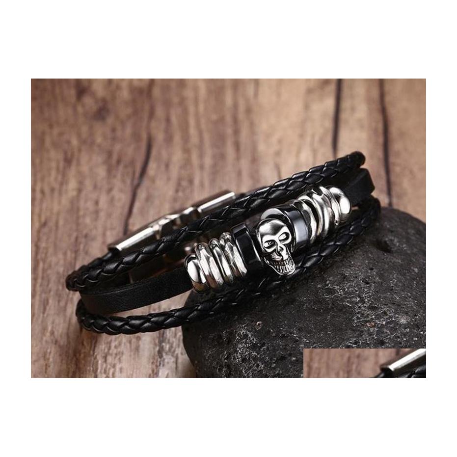 Charm Bracelets Pretty Punk Skl Men Bracelet Beaded Leather Bangles Ghost Head Chic Nanashop Drop Delivery Jewelry Dhsbi
Charm Bracelets Pretty Punk Skl Men Bracelet Beaded Leather Bangles Ghost Head Chic Nanashop Drop Delivery Jewelry Dhsbi