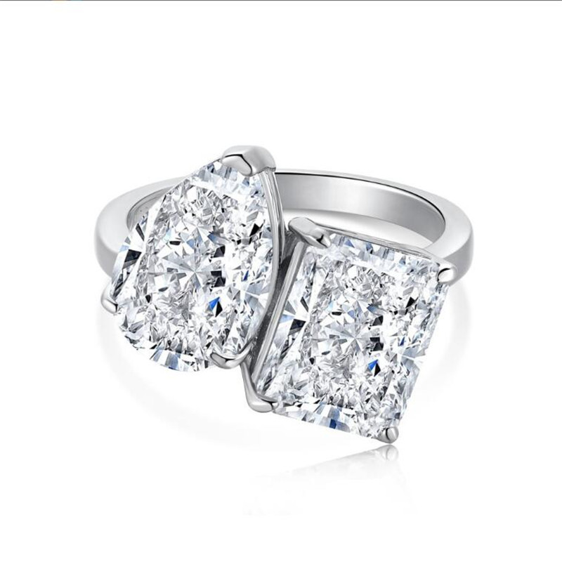 Choucong Brand Wedding Rings Simple Fashion Jewelry Handmade Sterling Sier Water Drop 5A Cubic Zircon CZ Dia Women Open Adjustable Ring For Lover Gift