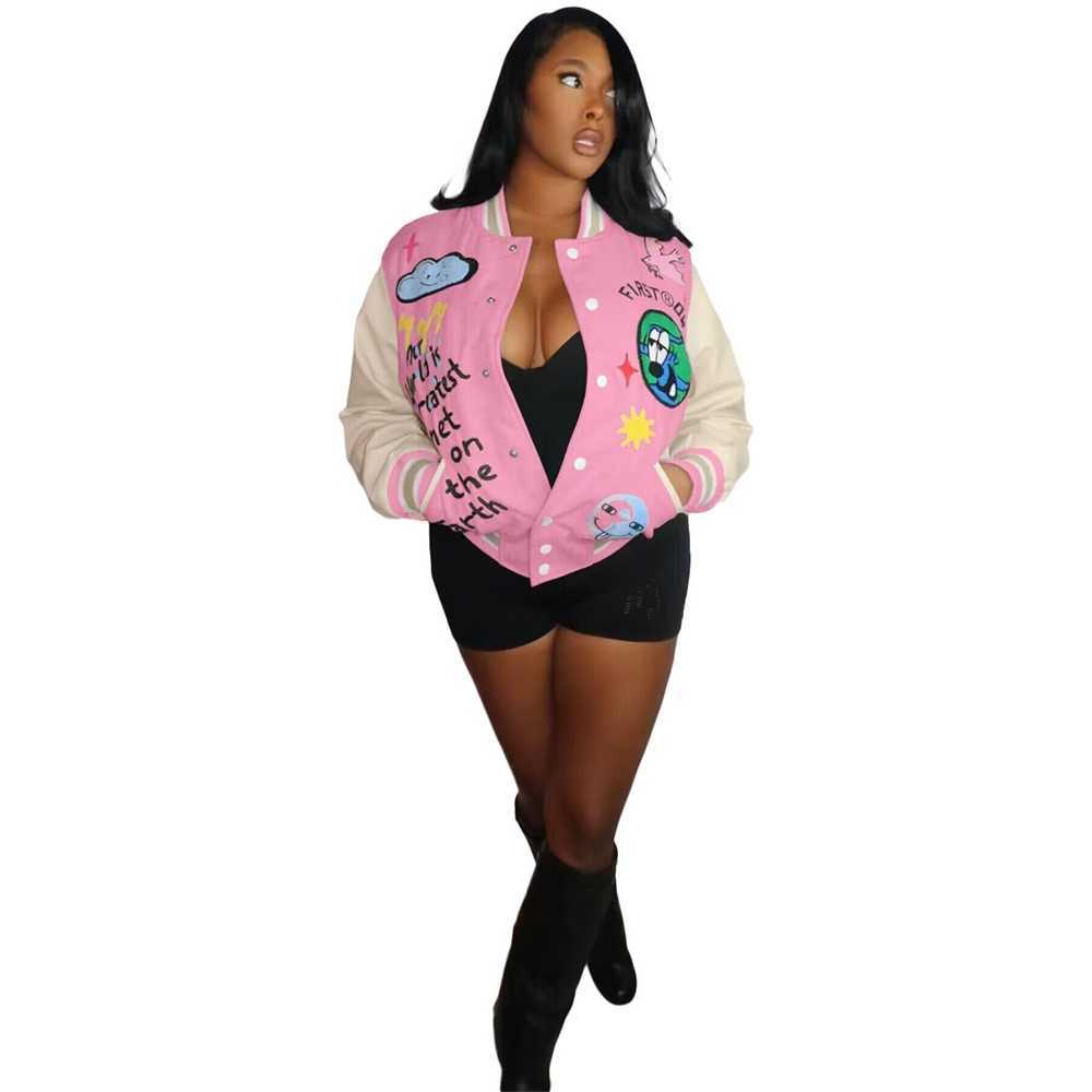 Women Jackets Designer 2023 New Double Layer Thread Positioning Printing Wool elastic Pu Leather Sleeve Coat 3 Colours