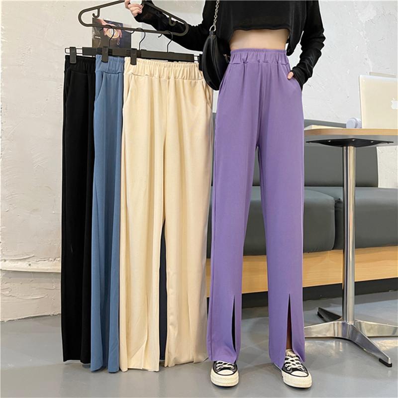 Women' Pants & Capris Fashion Elastic Waist Thin Draped Women Straight Baggy Split Fork Purple Apricot Black Blue Casual Trousers Streetwea
Women' Pants & Capris Fashion Elastic Waist Thin Draped Women Straight Baggy Split Fork Purple Apricot Black Blue Casual Trousers Streetwea