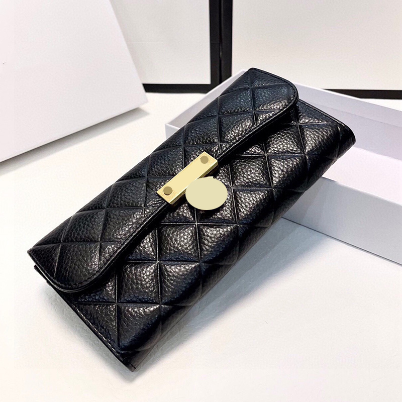 Luxury Designer Long Bifold Wallet Bags Calfskin Card Holder Gold Metal Hardware Multi Pochette Outdoor Coin Purse Turn Lock Clutch 19x10CM With Box, Black
Luxury Designer Long Bifold Wallet Bags Calfskin Card Holder Gold Metal Hardware Multi Pochette Outdoor Coin Purse Turn Lock Clutch 19x10CM With Box, Black