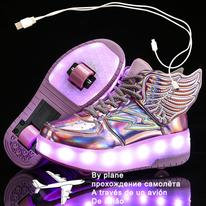 Sneakers Children Two Wheels Luminous Glowing Sneakers Black Pink Led Light Roller Skate Shoes Kids Led Shoes Boys Girls USB Charging 230203, Silver
Sneakers Children Two Wheels Luminous Glowing Sneakers Black Pink Led Light Roller Skate Shoes Kids Led Shoes Boys Girls USB Charging 230203, Silver
