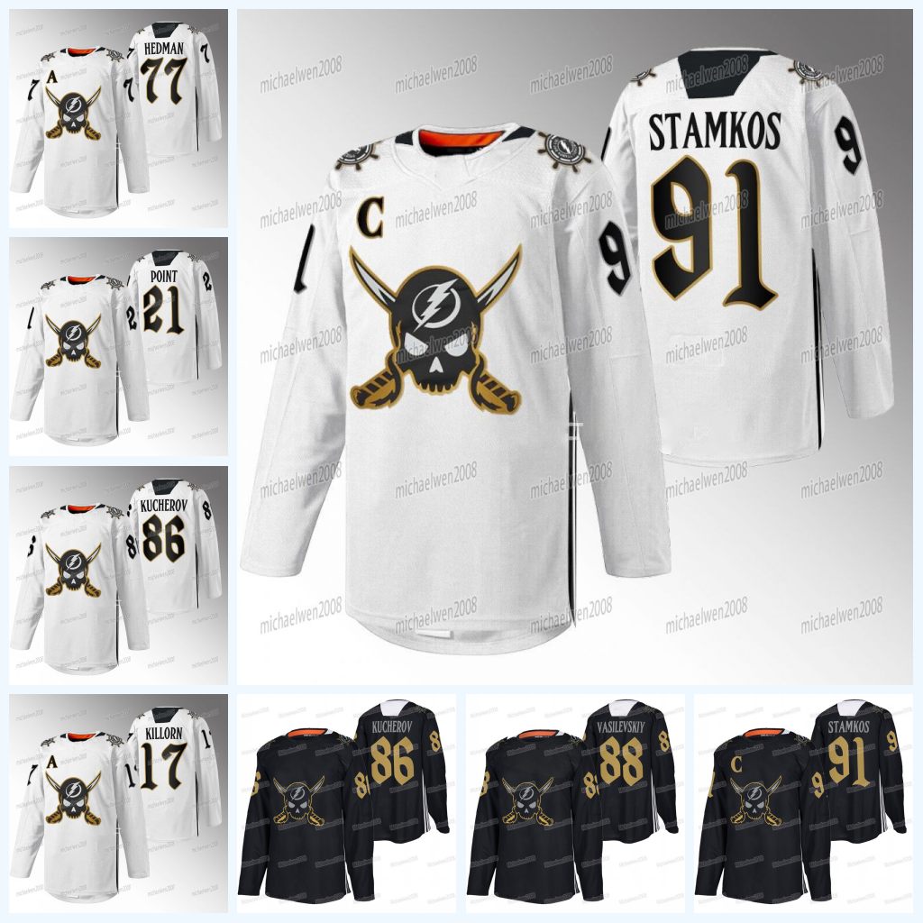 Tampa Bay 91 Steven Stamkos Lightning Jersey 2023 Gasparilla Inspired Nikita Kucherov Vladislav Namestnikov Andrei Vasilevskiy Brayden Point Hedman Colton