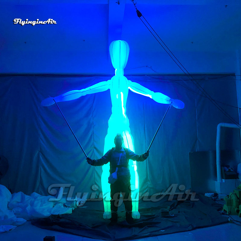 3.5m Artistic Giant Walking Inflatable Mannequin Puppet Parade Costume Human Model Controlled Blow Up Dummy Suit For Stage Show